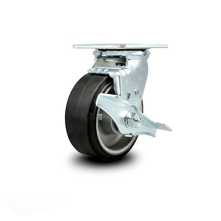 5 Inch Rubber On Aluminum Swivel Caster With Roller Bearing And Brake SCC